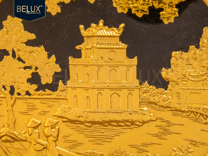 Tranh Tháp Rùa mạ vàng 24k 36x36cm